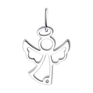 сребърен медальон, брилянт, ангел, родиево покритие, sokolov,