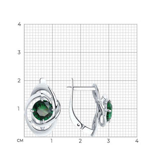 Сребърни обеци - Emerald green sital