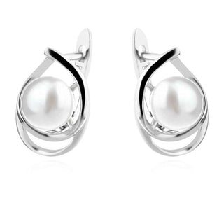 сребърни обеци, родиево покритие, перла