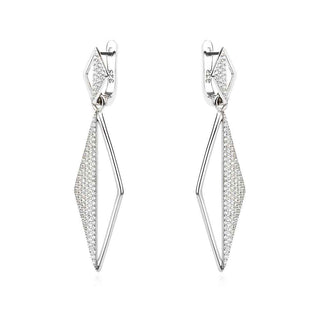 сребърни обеци, висящи обеци, подходящи за повод, цирконий, родиево покритие