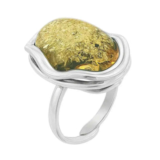 Сребърен пръстен - Citrine Glow Amber
