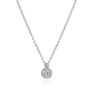 сребърно колие, цирконий, родиево покритие,