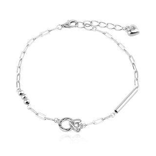 сребърна гривна, сърце, родиево покритие