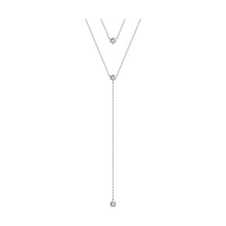 сребърно колие, двуредово, цирконий, родиево покритие, Sokolov