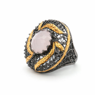 Сребърен пръстен - Rose Quartz Design
