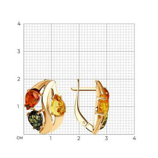 Сребърни обеци - Colorful amber