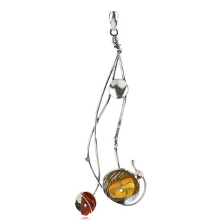 сребърен медальон, ръчна изработка, естествен балтийски кехлибар