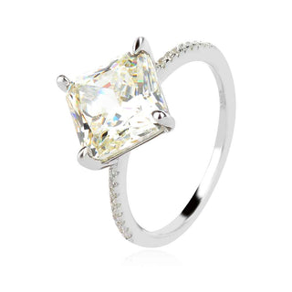 сребърен пръстен, мойсанит G color, цирконий, родиево покритие,