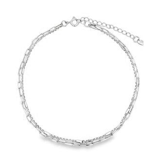 Сребърна гривна за глезен - Doppia Linea