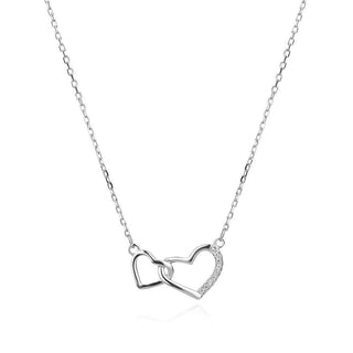 сребърно колие, сърце, цирконий, родиево покритие