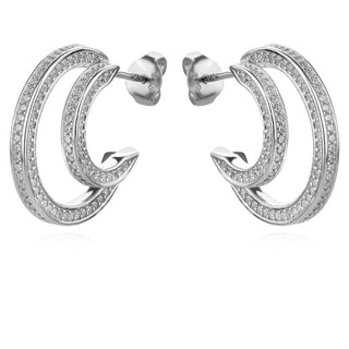 сребърни обеци, цирконий, родиево покритие