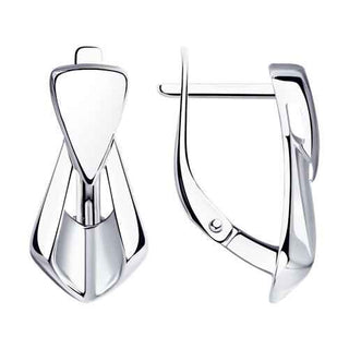 сребърни обеци, без камък, родиево покритие, sokolov,