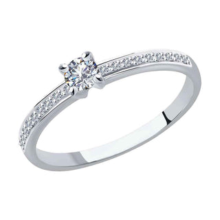 златен пръстен, бяло злато, тип годежен, брилянти, sokolov,