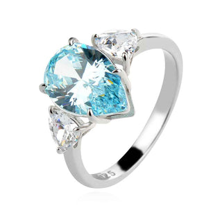 сребърен пръстен, цирконий А+++, капка, родиево покритие