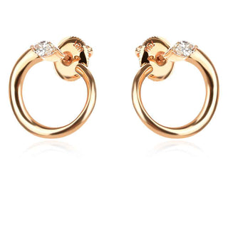 златни обеци, розово злато, 18 карата, диаманти