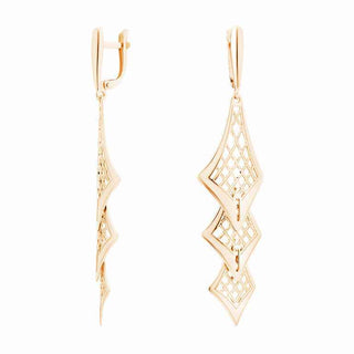 висящи сребърни обеци, без камък, розова позлата, алфа карат,