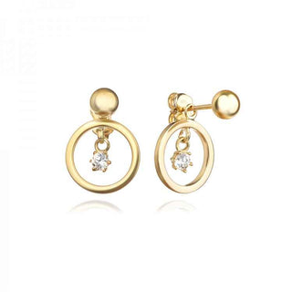 златни обеци, леко висящи, цирконий
