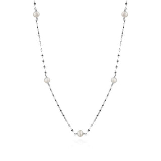 сребърно колие, перли, родиево покритие