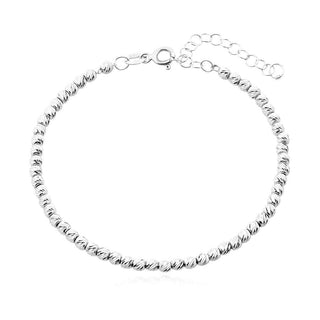 сребърна гривна, лазерно гравирани топчета, родиево покритие,