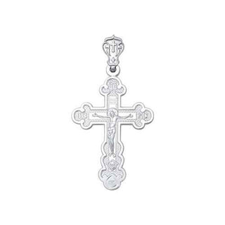 сребърен кръст, без камък, родиево покритие, sokolov