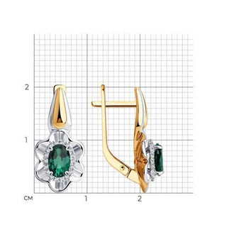 Златни обеци - Dia Emerald Flo