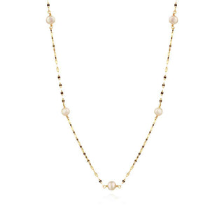 сребърно колие, перли, жълта позлата