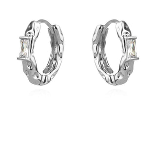 сребърни обеци, цирконий, обеци халки, родиево покритие