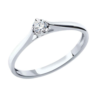 златен пръстен, бяло злато, тип годежен, брилянт, sokolov,