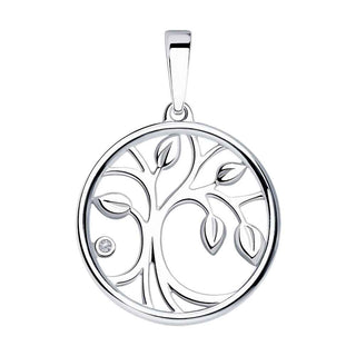 сребърен медальон, брилянт, родиево покритие, дървото на живота, sokolov,