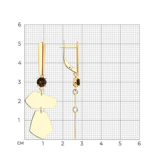 Сребърни обеци - Gold smoky quartz