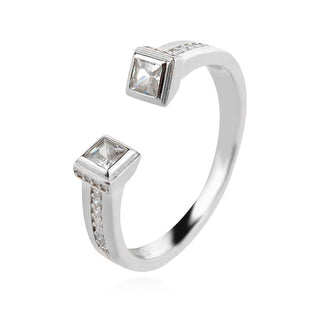 сребърен пръстен, цирконий, родиево покритие,