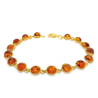 Сребърна гривна - Golden Glow Amber