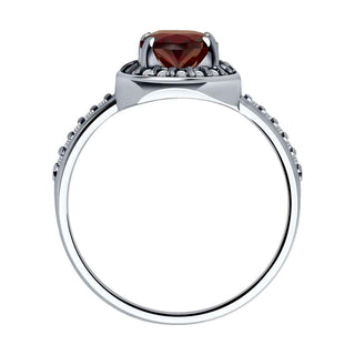 Сребърен пръстен - Garnet halo
