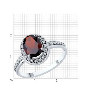 Сребърен пръстен - Garnet halo