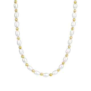 сребърно колие, перла, жълта позлата