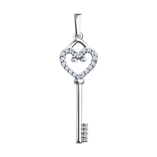 сребърен медальон, цирконий, Sokolov, ключ
