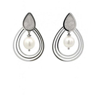 Сребърни обеци - Triple Drop Pearl