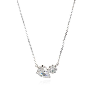 сребърно колие, цирконий, родиево покритие, циркон G color,