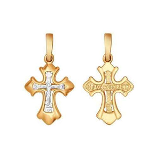 сребърен кръст, без камък, розова позлата, sokolov,