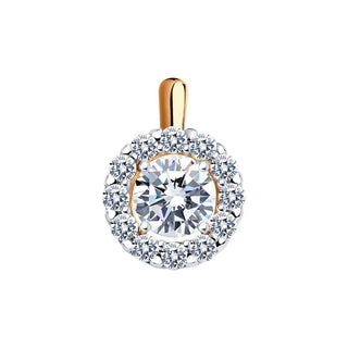 сребърен медальон, розова позлата, CZ Swarovski, sokolov,