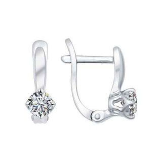сребърни обеци, CZ Swarovski, родиево покритие, подходящи за дете, Sokolov