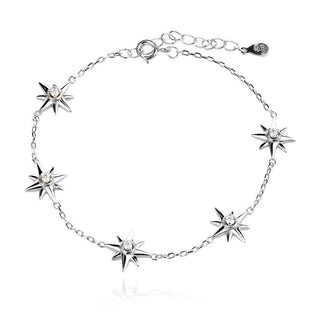 сребърна гривна, звезда, цирконий, родиево покритие, стил APM Monaco,