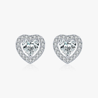 Сребърни обеци - Moissanite Heart Spark