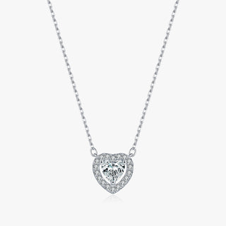 Сребърно колие - Moissanite Heart Spark