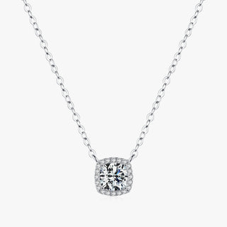Сребърно колие - Cushion Halo Moissanite