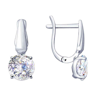 стилни сребърни обеци, CZ Swarovski Граф Орлов, sokolov, родиево покритие,
