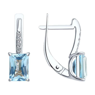 златни обеци, , бяло злато, брилянти, син топаз, sokolov,