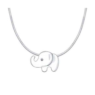 сребърно колие, слонче, диамант, родиево покритие, sokolov,