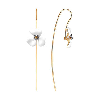 атрактивни сребърни обеци, цвете, цветен емайл, покритие от рутений и позлата, sokolov,