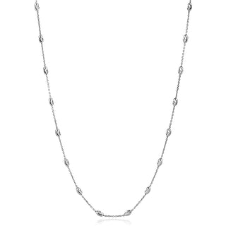 нежно сребърно колие, лазерно гравирани топчета, родиево покритие,